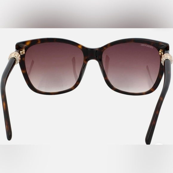 Women's Swarovski Crystal Tortoise Frame Havana Sunglasses - Picture 4 of 4